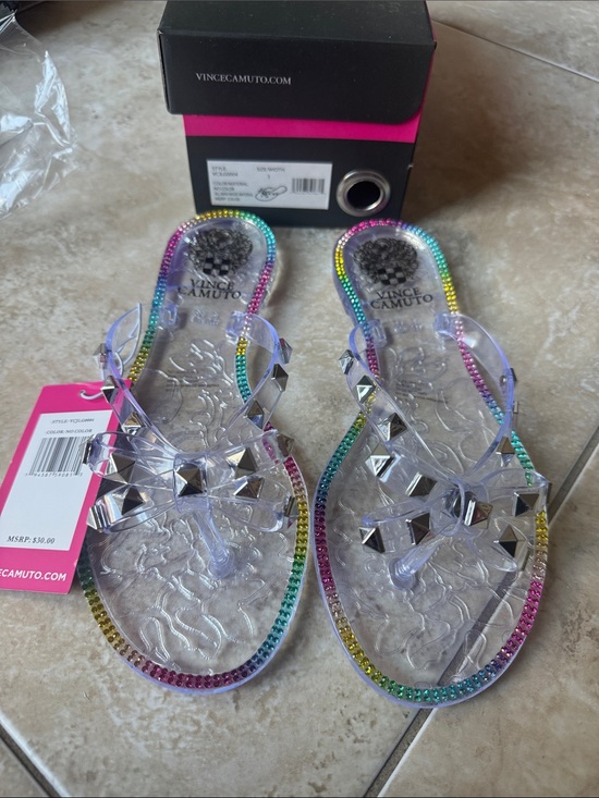 Vince Camuto Other - Vince Camuto Clear Jelly Sandals with Multicolor Crystal Trim